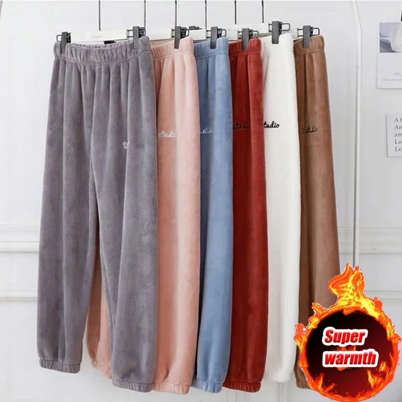 Women's Winter Plush Fleece-Lined Thermal Pajama Pants Fleece Pajama Pants PLUSH