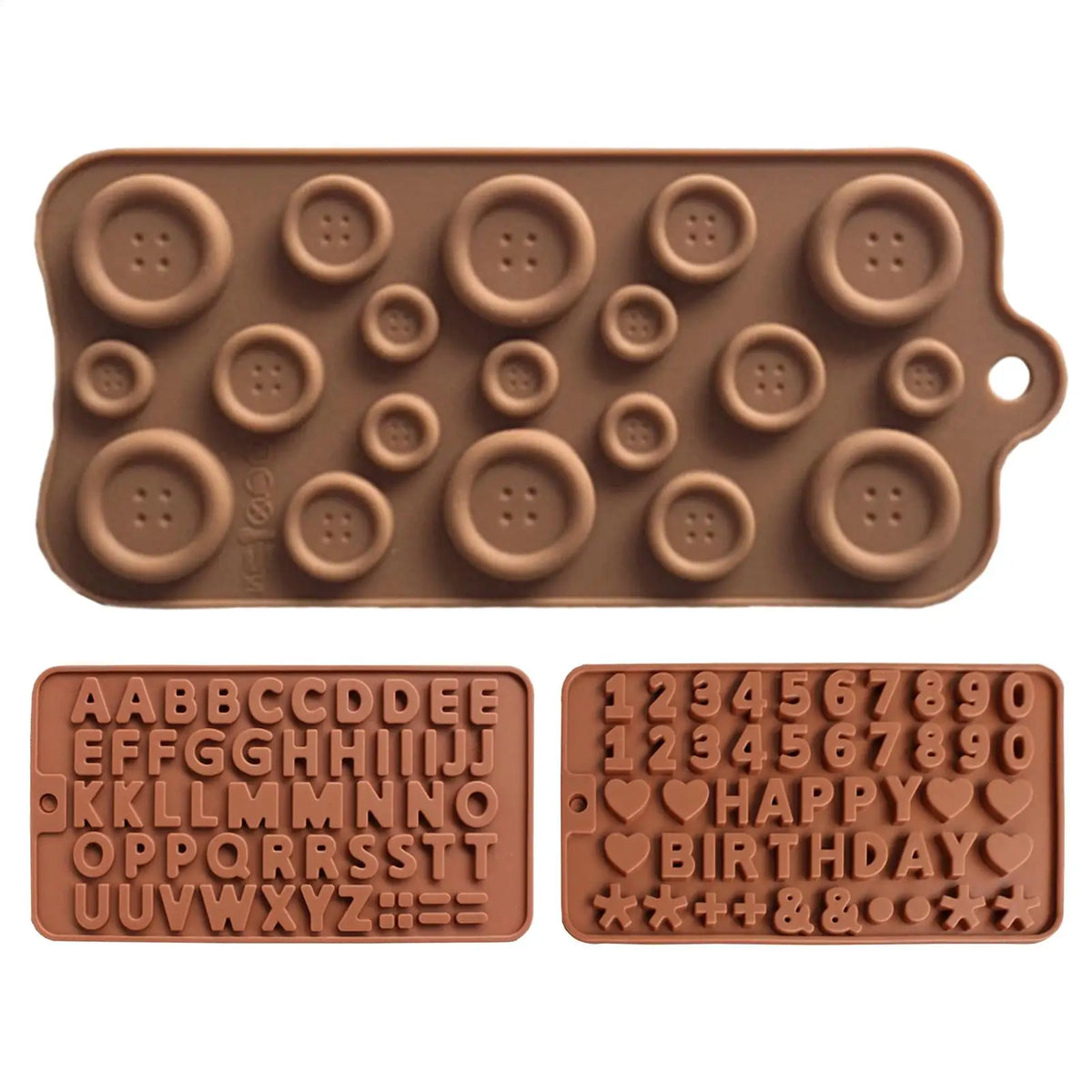 Silicone Chocolate Molds – Button, Letter & Number Shapes Silicone Baking Mold PLUSH