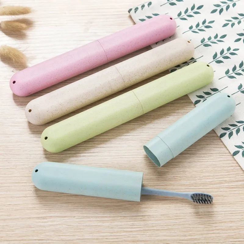 Wheat Straw Portable Toothbrush Case | Travel Protective Cover Toothbrush Travel Case PLUSH
