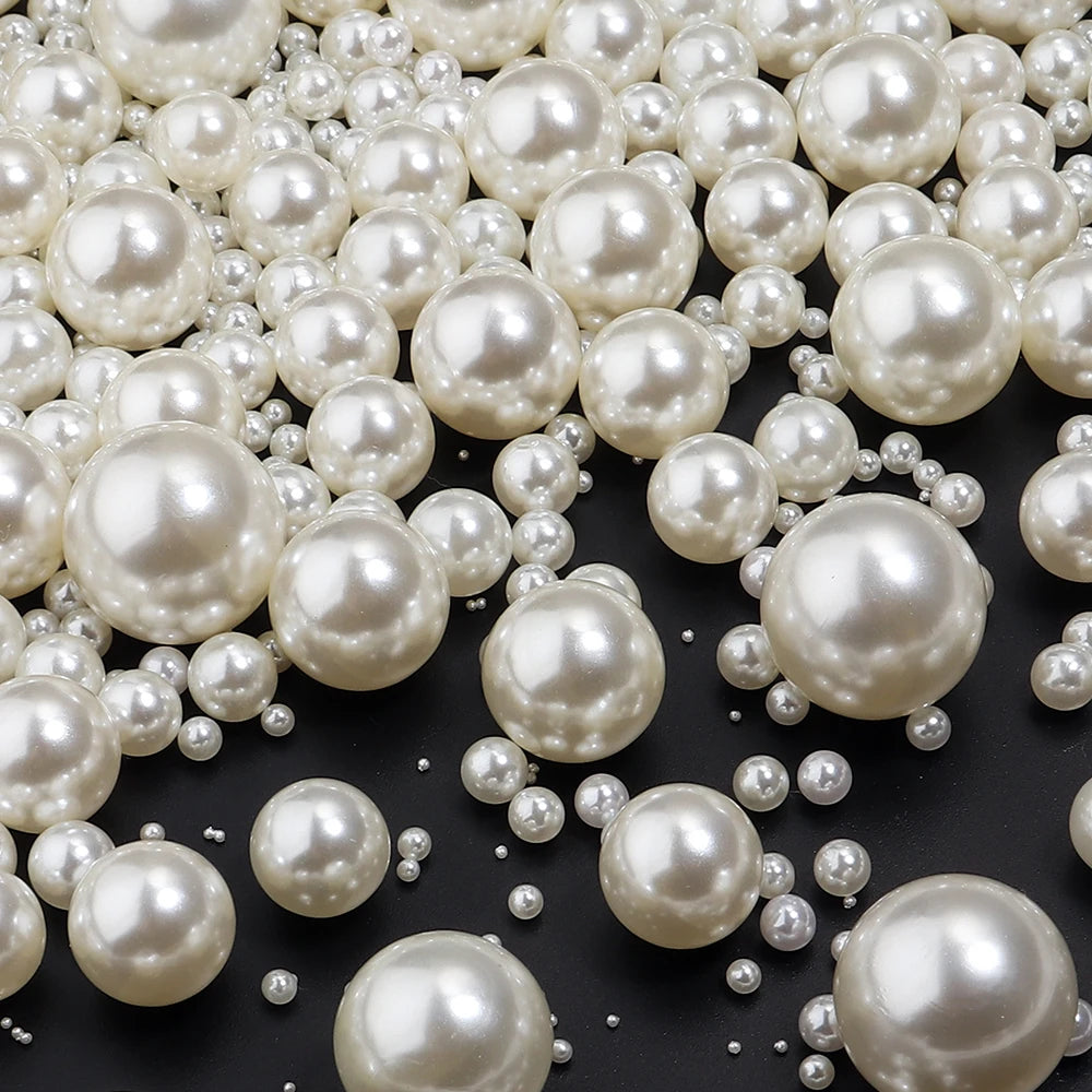 ABS Imitation Pearl Beads No Hole White Loose Beads 10-1000pcs Loose Pearl Beads PLUSH