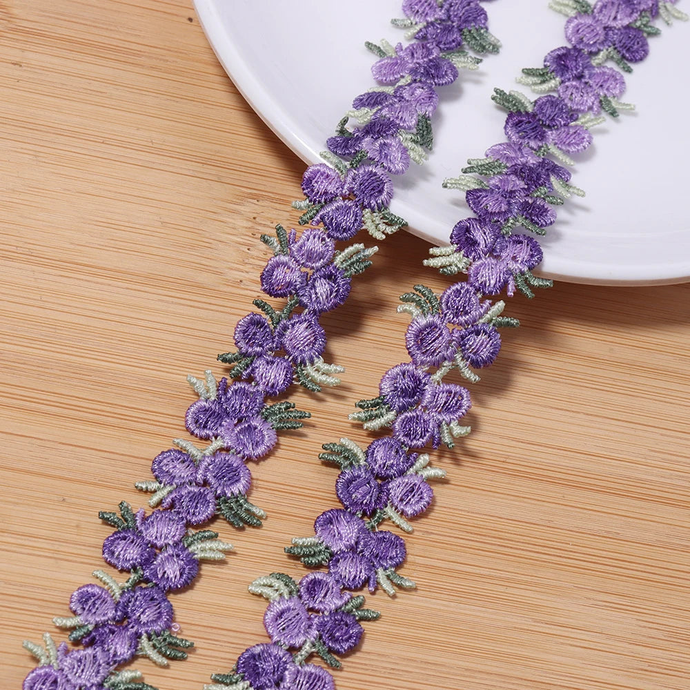 2 Yards Colorful Flower Lace Trim – DIY Ribbon & Jewelry Lace Trim Ribbon PLUSH purple 2cm