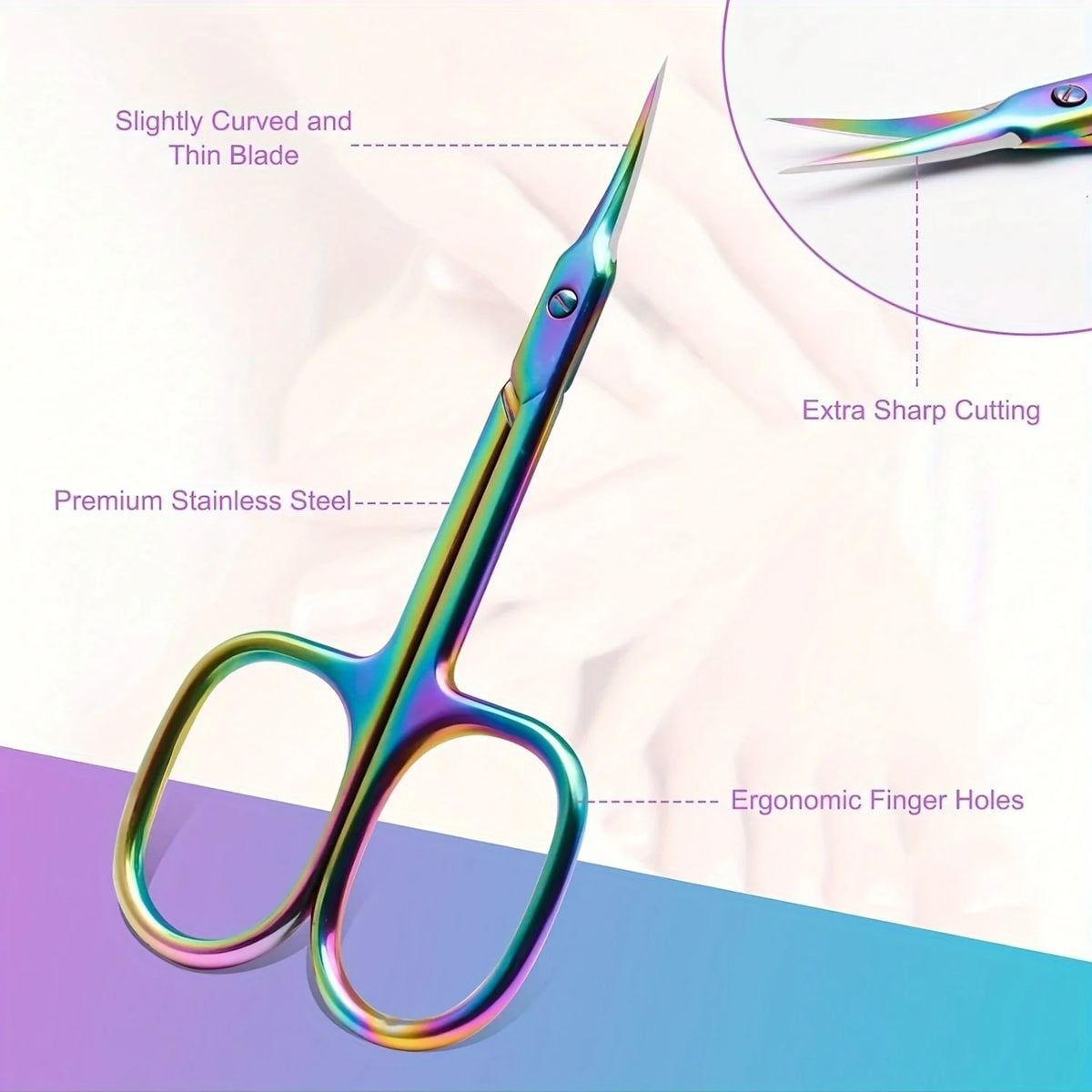Ouriner Rainbow Titanium Cuticle Scissors – Nail Care Tool Cuticle Scissors PLUSH