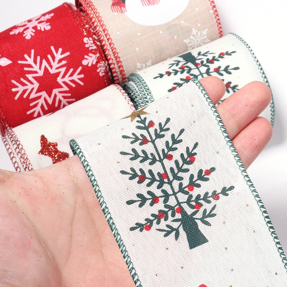 3 Yards Christmas Linen Ribbon 2" – DIY Gift Wrap & Craft Craft Ribbon PLUSH