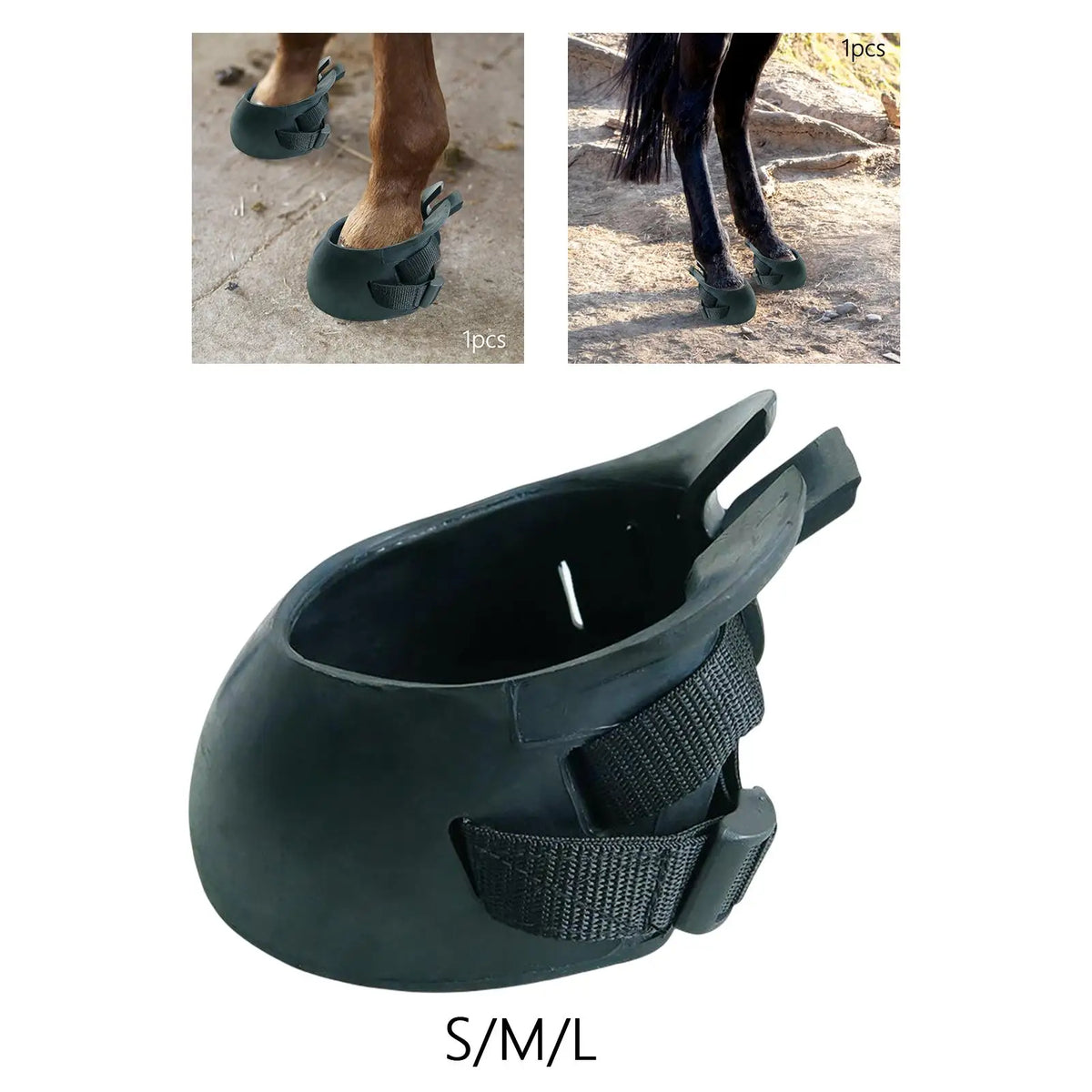 Sunnimix Horse Hoof Boots | Rubber Equine Hoof Protector Horse Hoof Boot PLUSH L