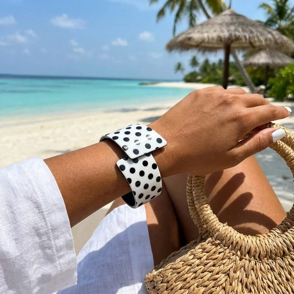 Black & White Polka Dot Acrylic Open Cuff Bangle Acrylic Cuff Bangle PLUSH