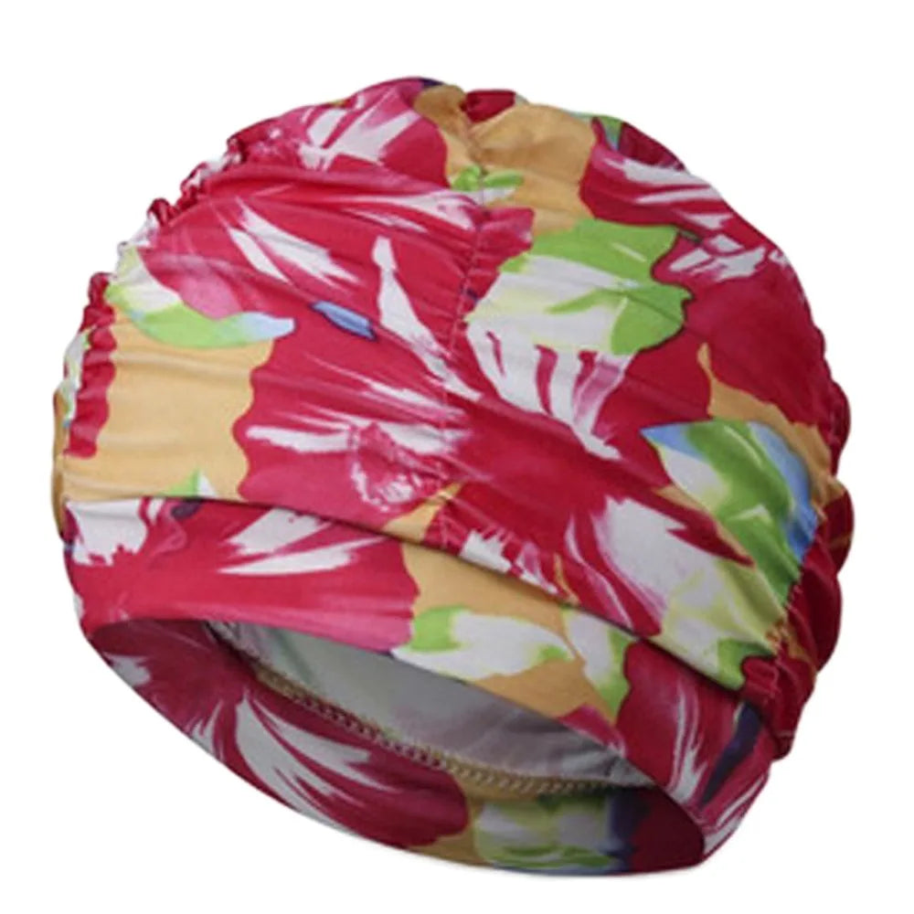 Printed Fabric Oversized Swimming Cap – Quick Dry, Free Size Swim Cap PLUSH