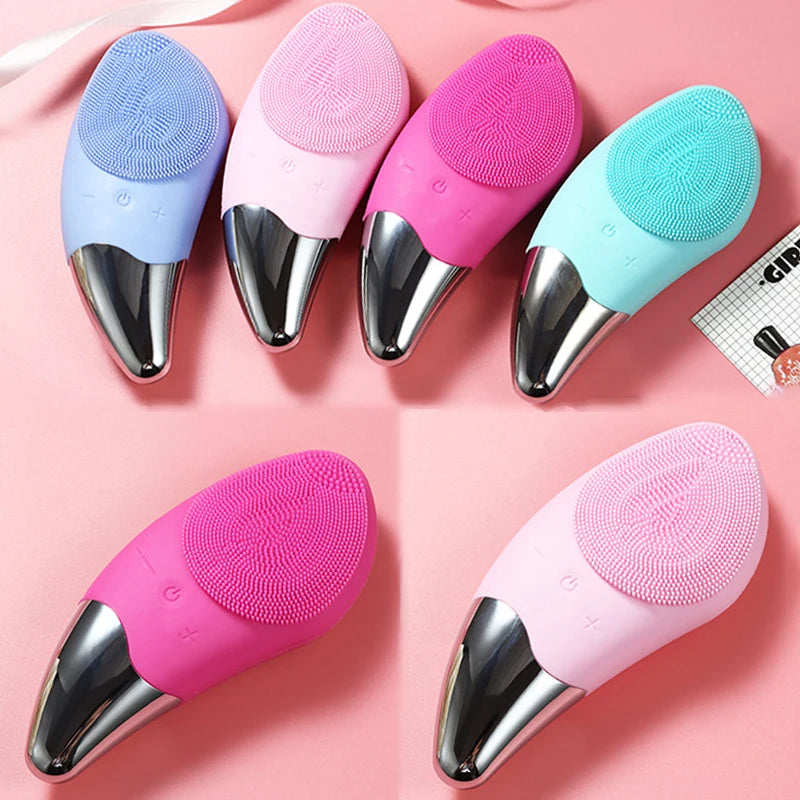 CAMMUO Silicone Electric Facial Cleansing Brush – Rechargeable Facial Cleansing Brush PLUSH