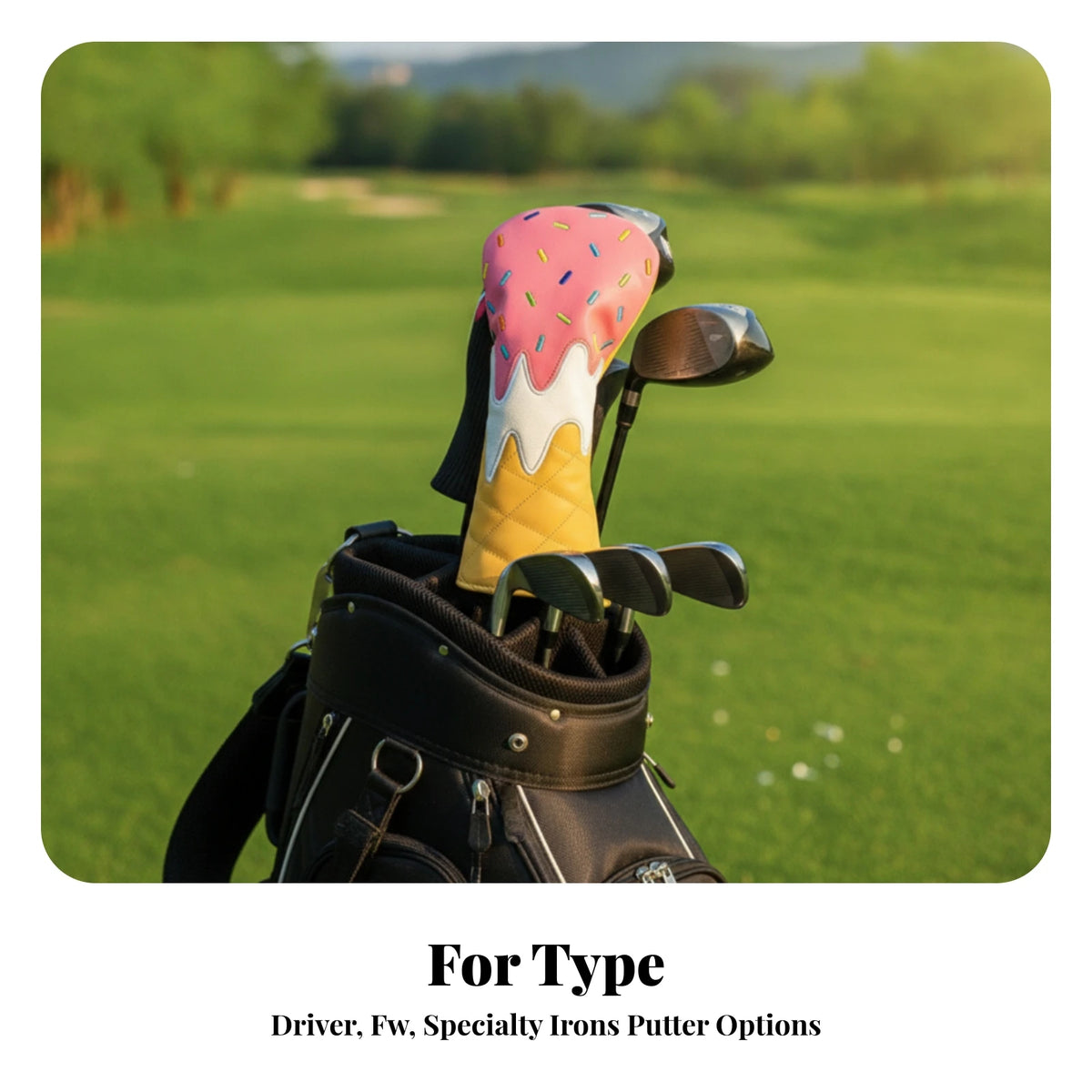 Ice-Cream Design Golf Club Headcover | PU Faux Leather Golf Club Headcover PLUSH