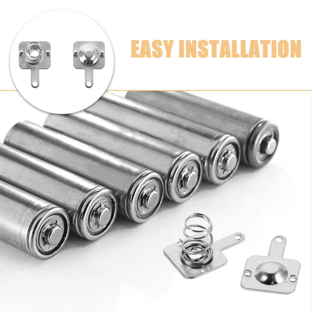 50-Set AAA Battery Spring Contact Plates – Metal Replacement Battery Contact Parts PLUSH