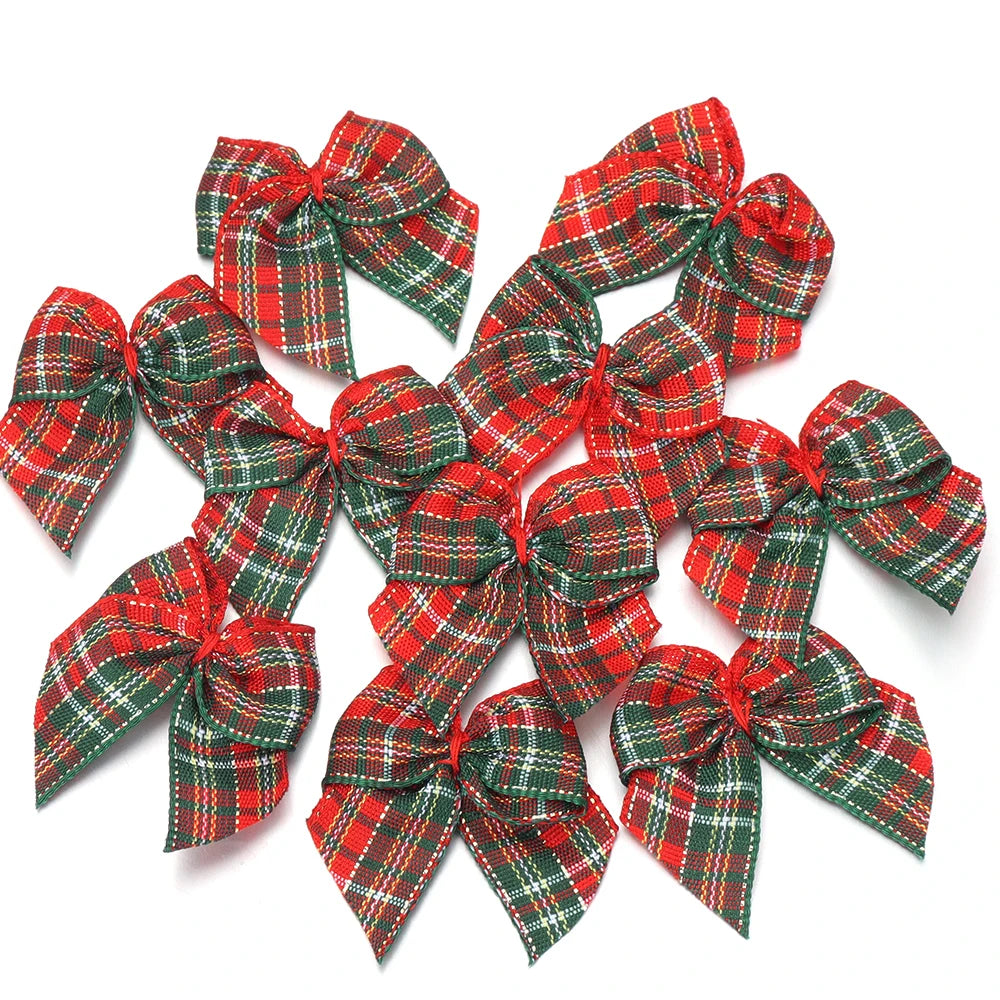 20pcs Christmas Plaid Bows – DIY Jewelry, Hair & Craft Decor Craft Bow Embellishments PLUSH 04 3x4cm