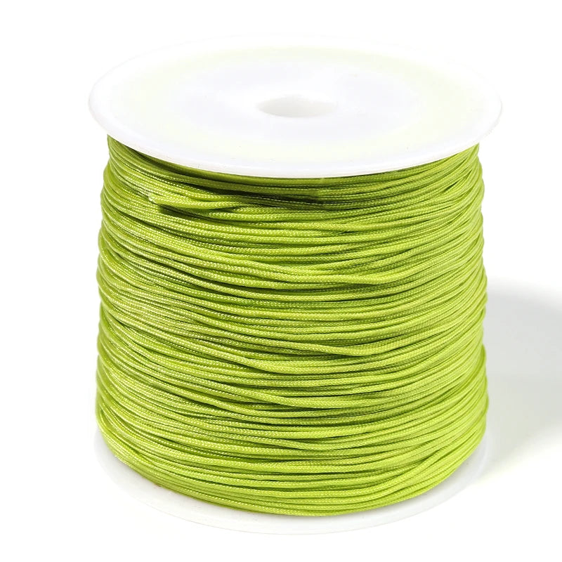 90m Multicolor Nylon Braiding Cord 0.8mm | Chinese Knot Thread Jewelry Braiding Cord PLUSH light green