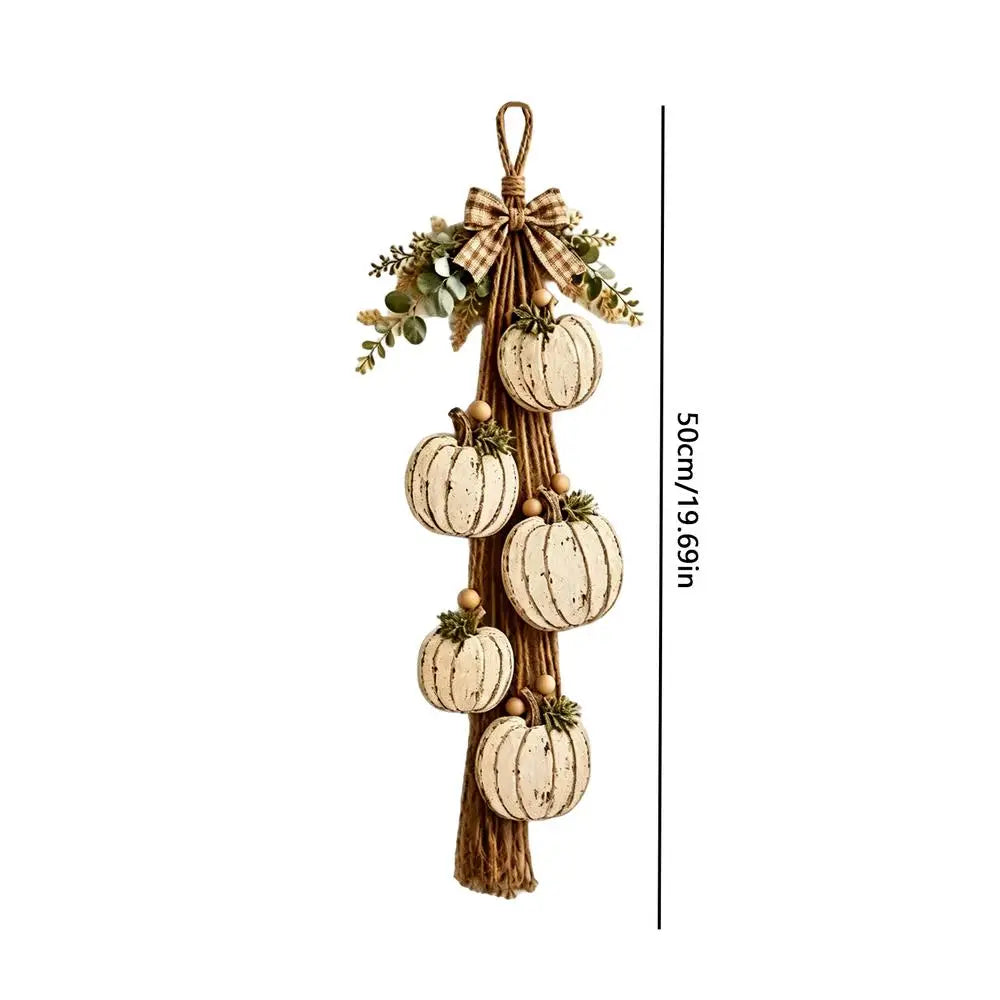 Rustic Farmhouse Fall Pumpkin Door Hanger | Wooden Décor Fall Door Hanger PLUSH White