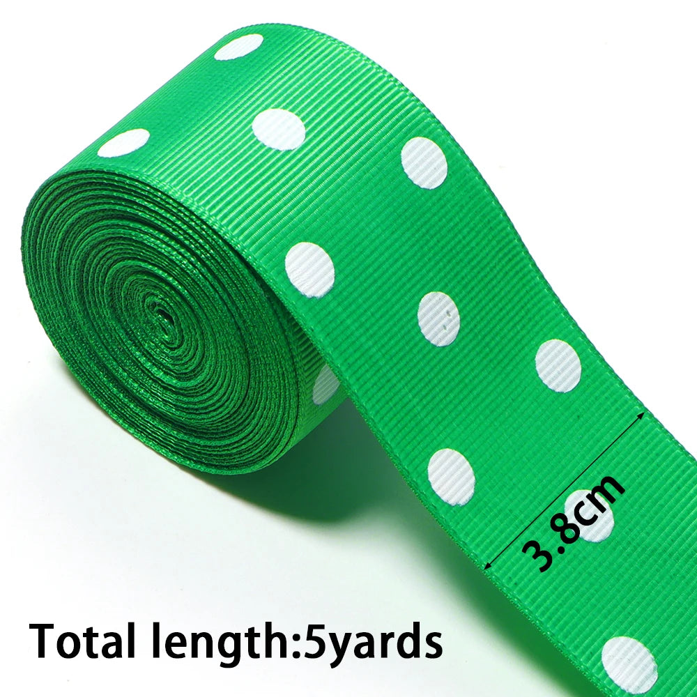 Green Polka Dot Grosgrain Ribbon 10–38mm | DIY Bows & Gift Wrap Grosgrain Ribbon PLUSH 38mm x 5yards 1roll