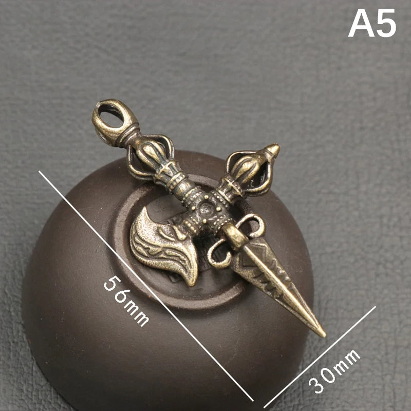 Tibetan Buddhist Vajra Brass Pendant – Nepal Handcraft Charm Jewelry Pendant Charm PLUSH A5