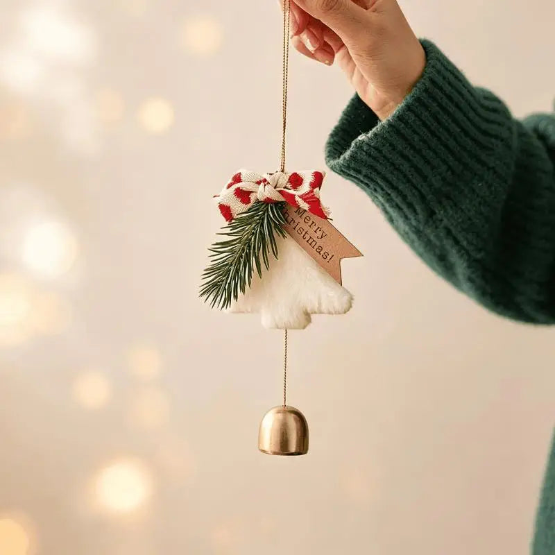 Fluffy Plush Christmas Tree Hanging Ornament with Jingle Bell Christmas Ornament PLUSH A1
