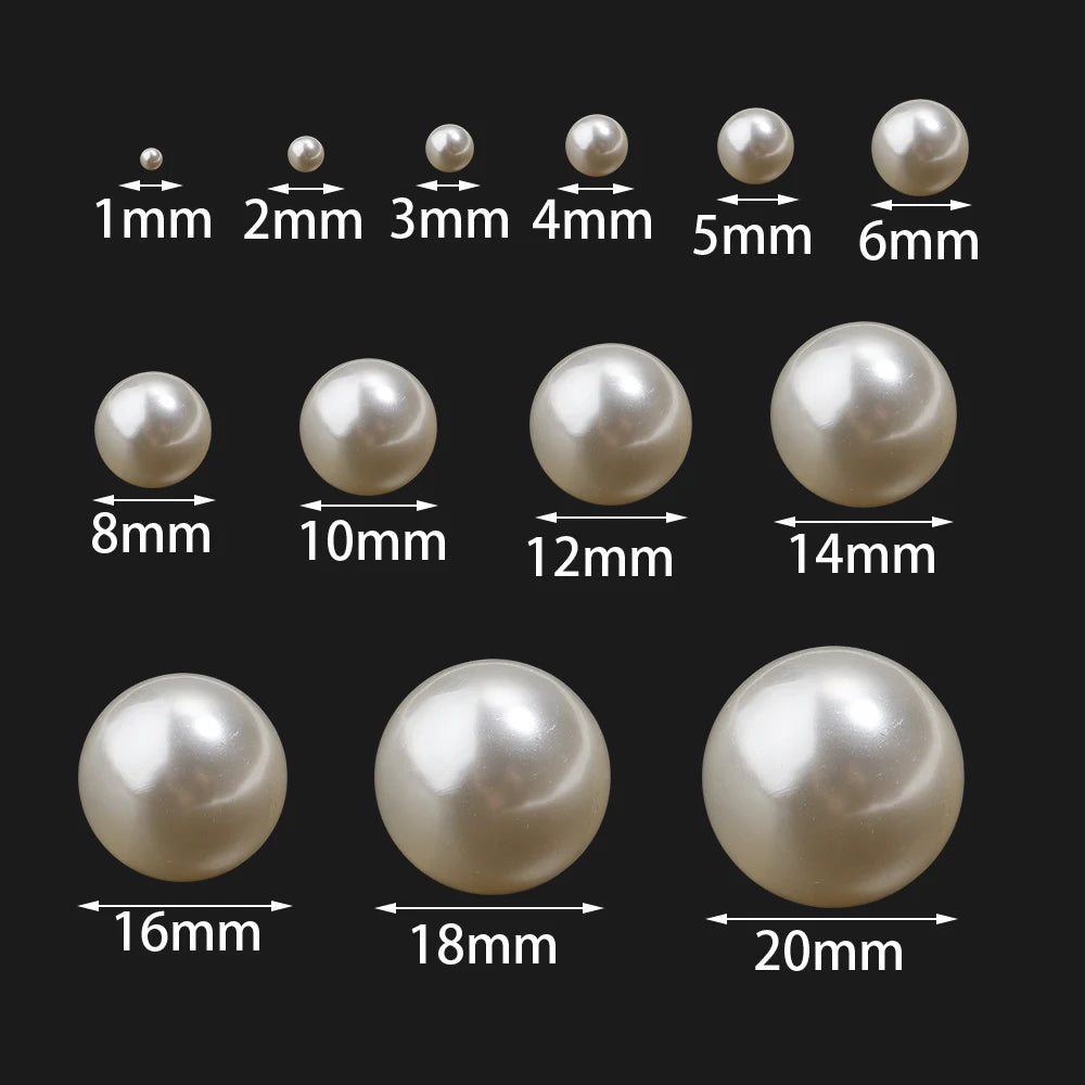 ABS Imitation Pearl Beads No Hole White Loose Beads 10-1000pcs Loose Pearl Beads PLUSH