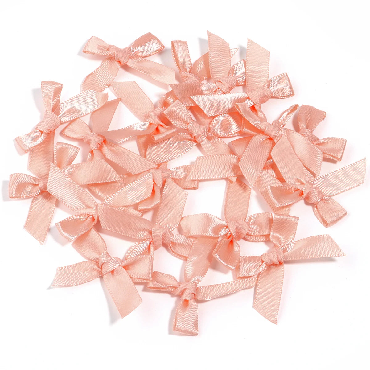 50pcs Satin Ribbon Bows 3.5x4cm – Colorful DIY Craft Decor Ribbon Bows PLUSH Light Orange 3.5x4cm