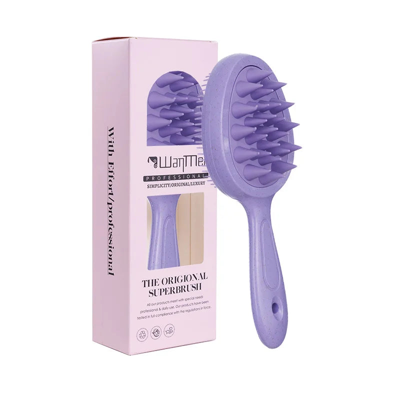WANMEI Scalp Massage Shampoo Brush – Wet & Dry Hair Tool Scalp Massage Brush PLUSH purple boxed