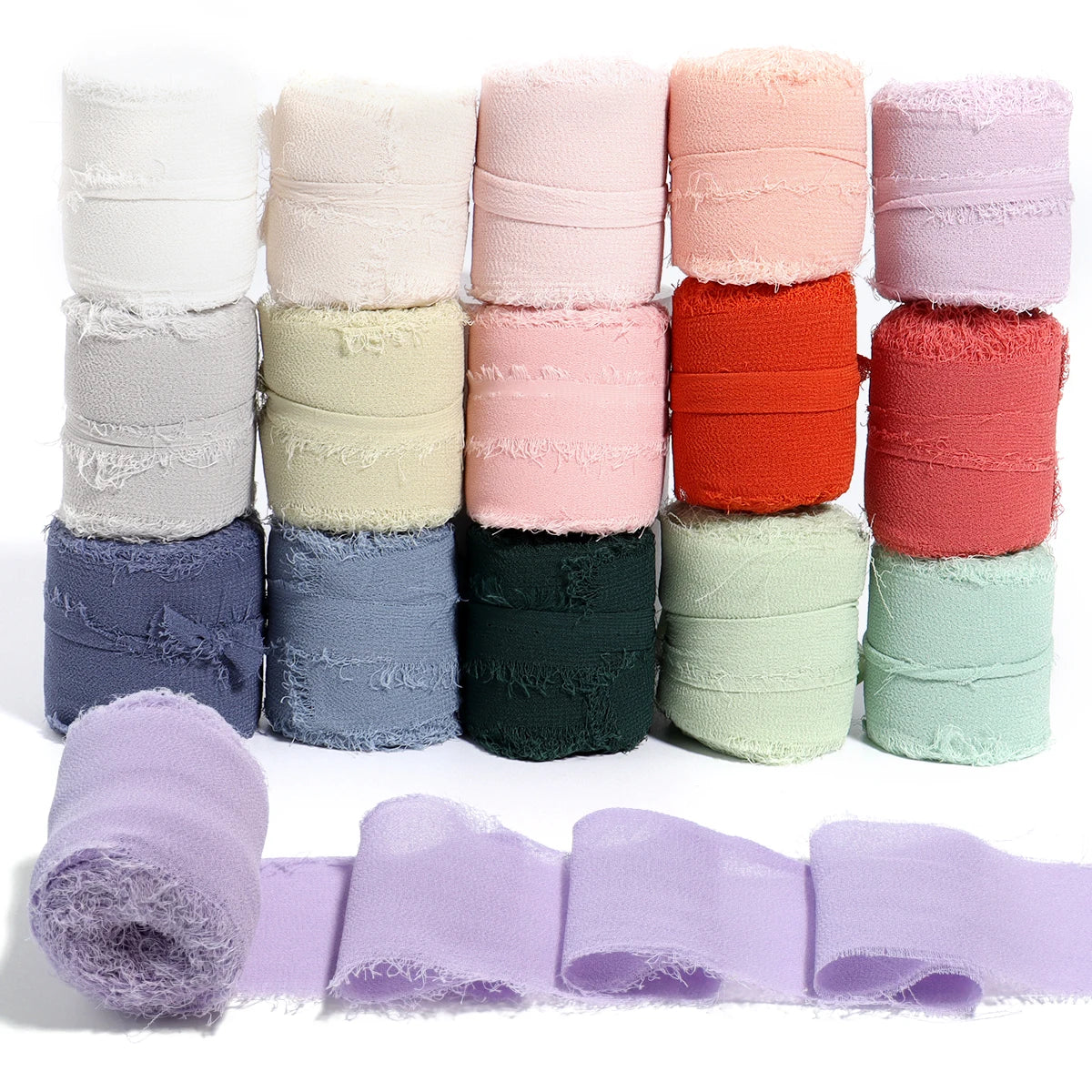 5m Frayed Edge Chiffon Satin Ribbon 4cm – Wedding & Gift DIY Craft Ribbon PLUSH