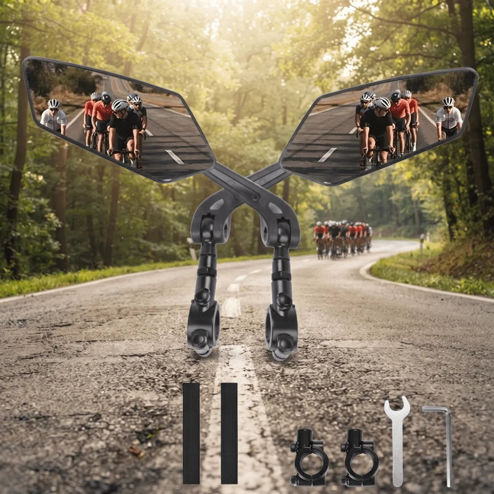 Wide Angle Anti-Glare Bicycle Handlebar Mirror | 360° Adjust Bicycle Handlebar Mirror PLUSH