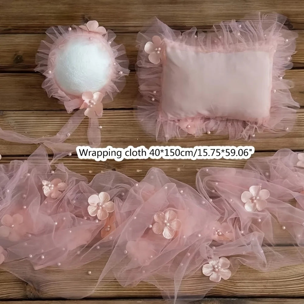 Newborn Photography Props – Lace Hat & Posing Pillow Set Newborn Photo Props PLUSH