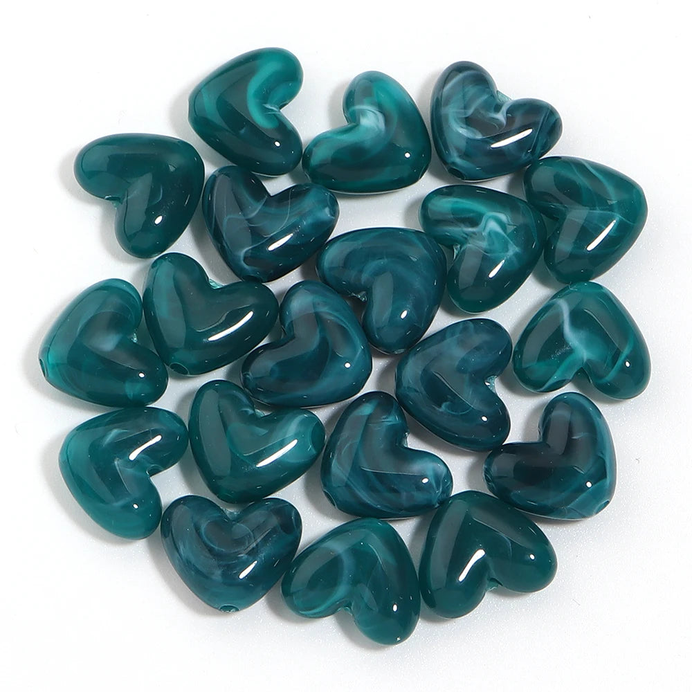 20pcs Two-Tone Heart Acrylic Spacer Beads – DIY Jewelry Making Acrylic Spacer Beads PLUSH deep green