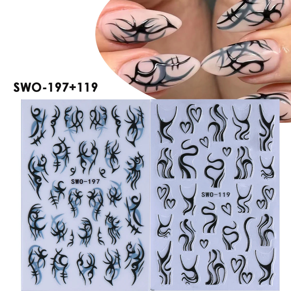 Y2K 3D Matte Nail Decals – Star Leopard Bow Belt Stickers 2pcs Nail Art Decals PLUSH SWO-197 119