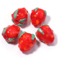 5pcs Strawberry Glass Lampwork Beads | Czech Crystal DIY Jewelry Glass Lampwork Beads PLUSH red orange