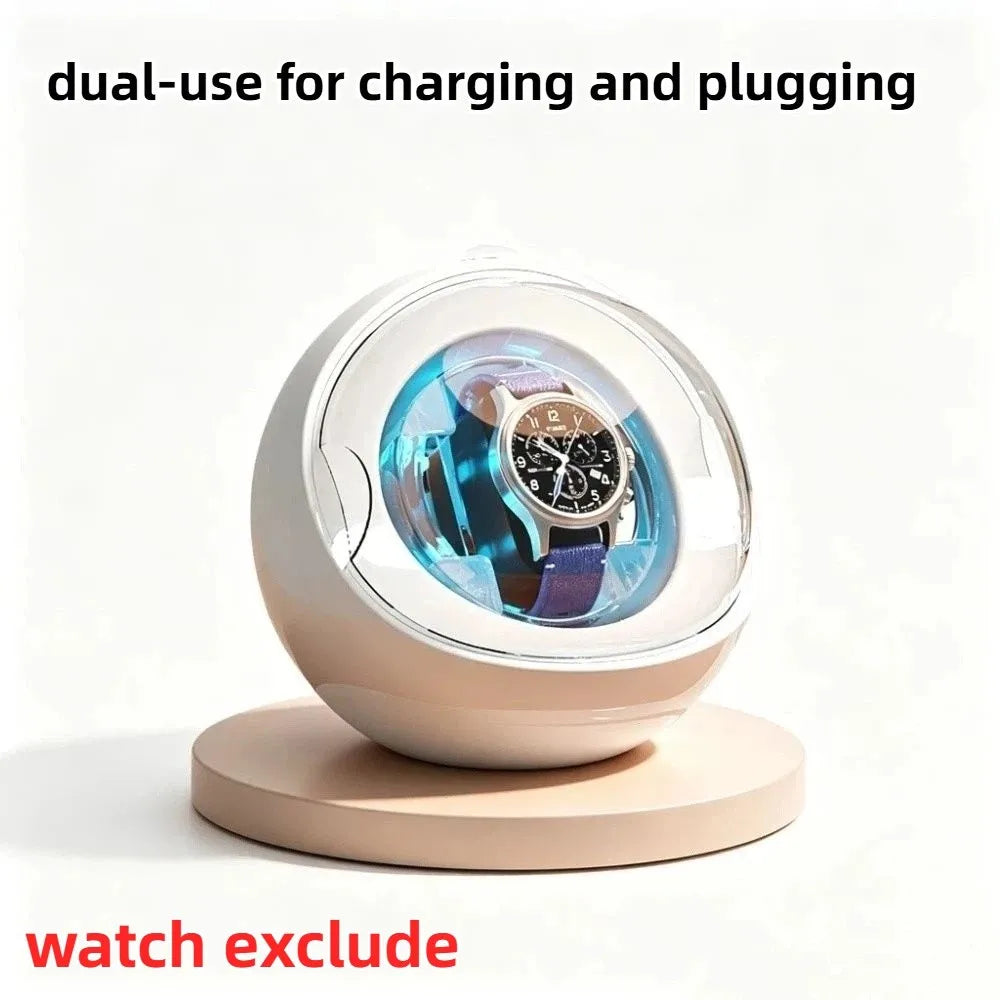 Automatic Watch Winder Silent Motor & 5-Color Ambient Lights Watch Winder Box PLUSH Single Dual Use
