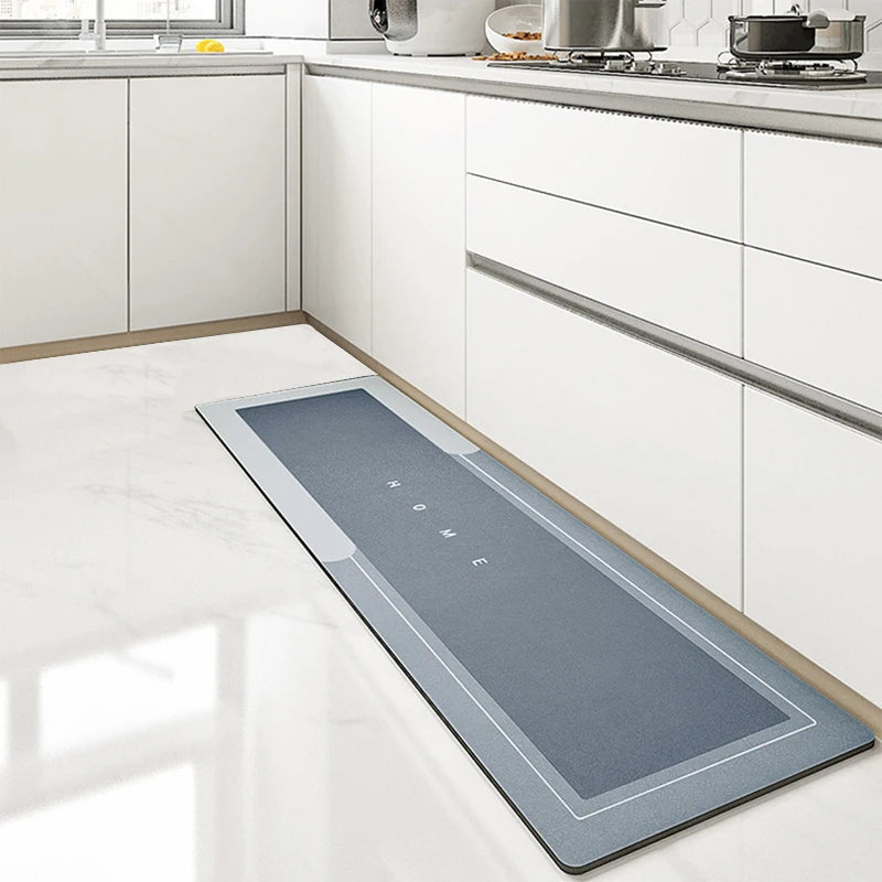 Non-Slip Waterproof Kitchen Mat | Absorbent Standing Rug Kitchen Floor Mat PLUSH Blue Grey 40X80cm