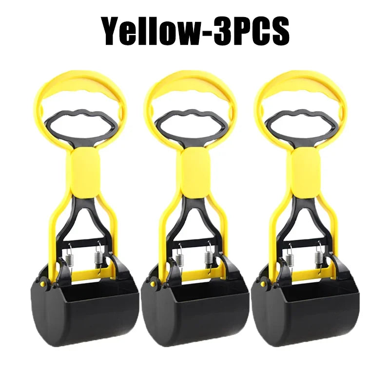 Dog & Cat Pooper Scooper Long Handle Jaw Design 28CM Pet Waste Scooper PLUSH Yellow-3PCS