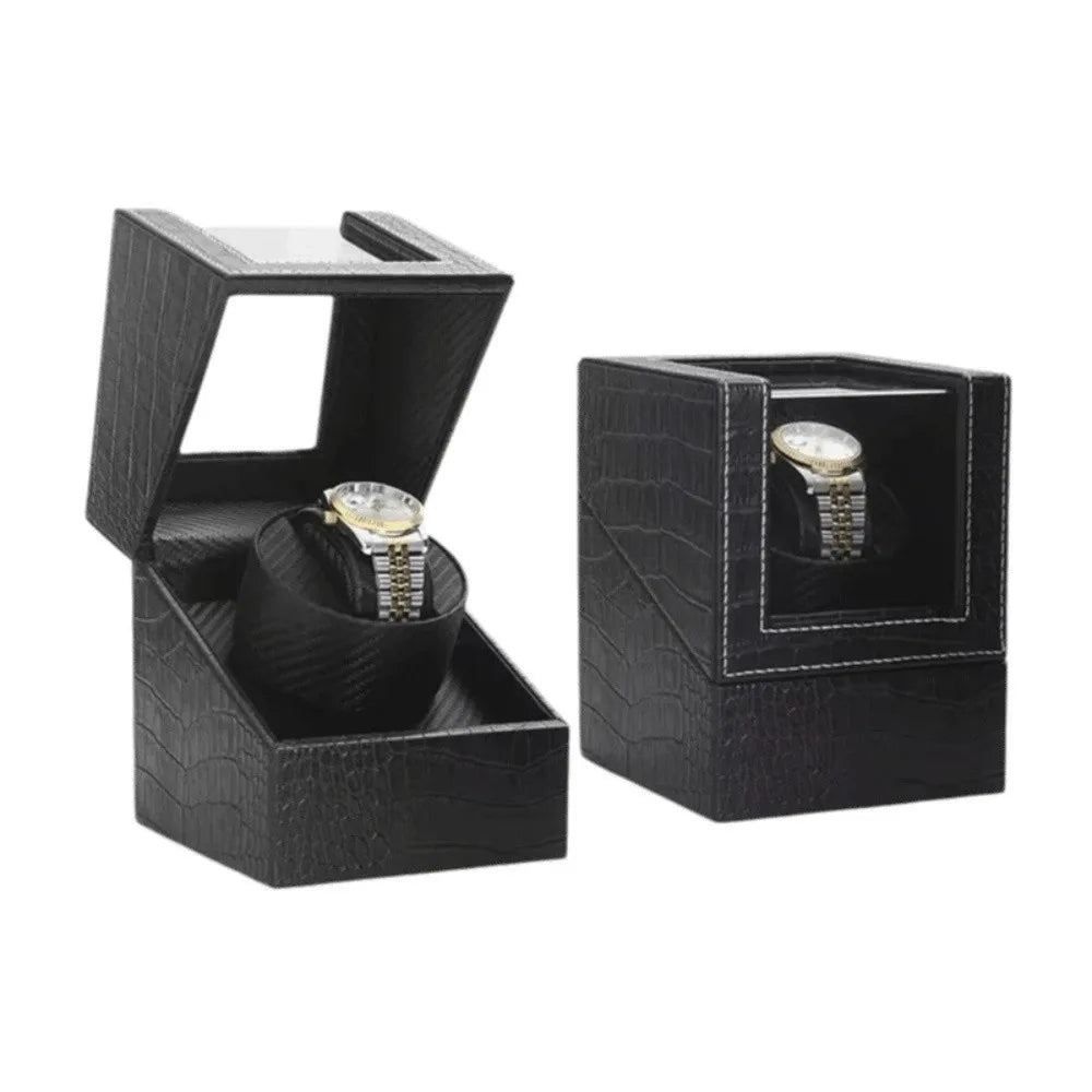 Silent Single Watch Winder – Quiet Wooden Automatic Display Box Watch Winder Box PLUSH