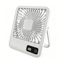 Rechargeable Desktop Fan Foldable Type-C 5-Speed LED Display Rechargeable Desk Fan PLUSH White