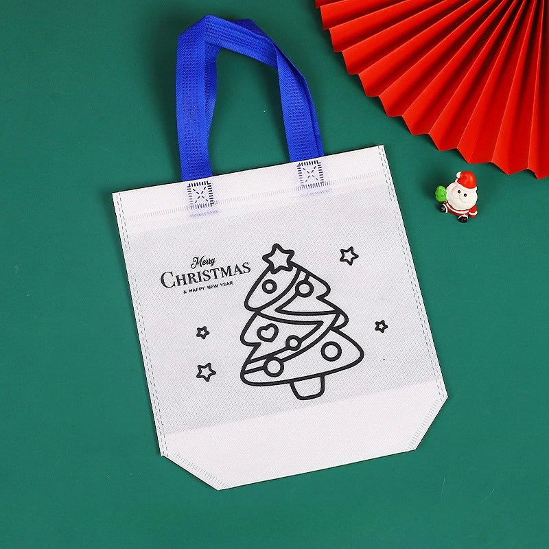 Christmas Graffiti Coloring Bags – Reusable DIY Party Favor DIY Party Favor Bags PLUSH Tree 10PCS
