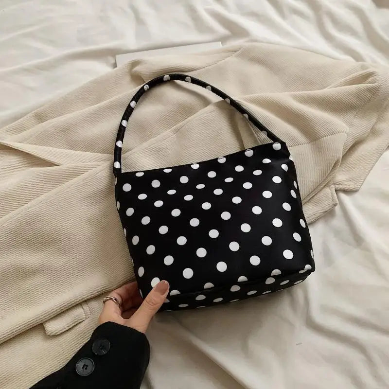 Oxford Cloth Polka Dot Tote Bag – Large Capacity Shoulder Bag Tote Shoulder Bag PLUSH