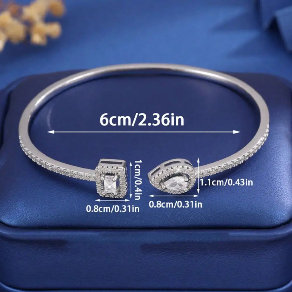 Cubic Zirconia Cuff Bracelet – Adjustable Open Bangle Cuff Bracelet PLUSH