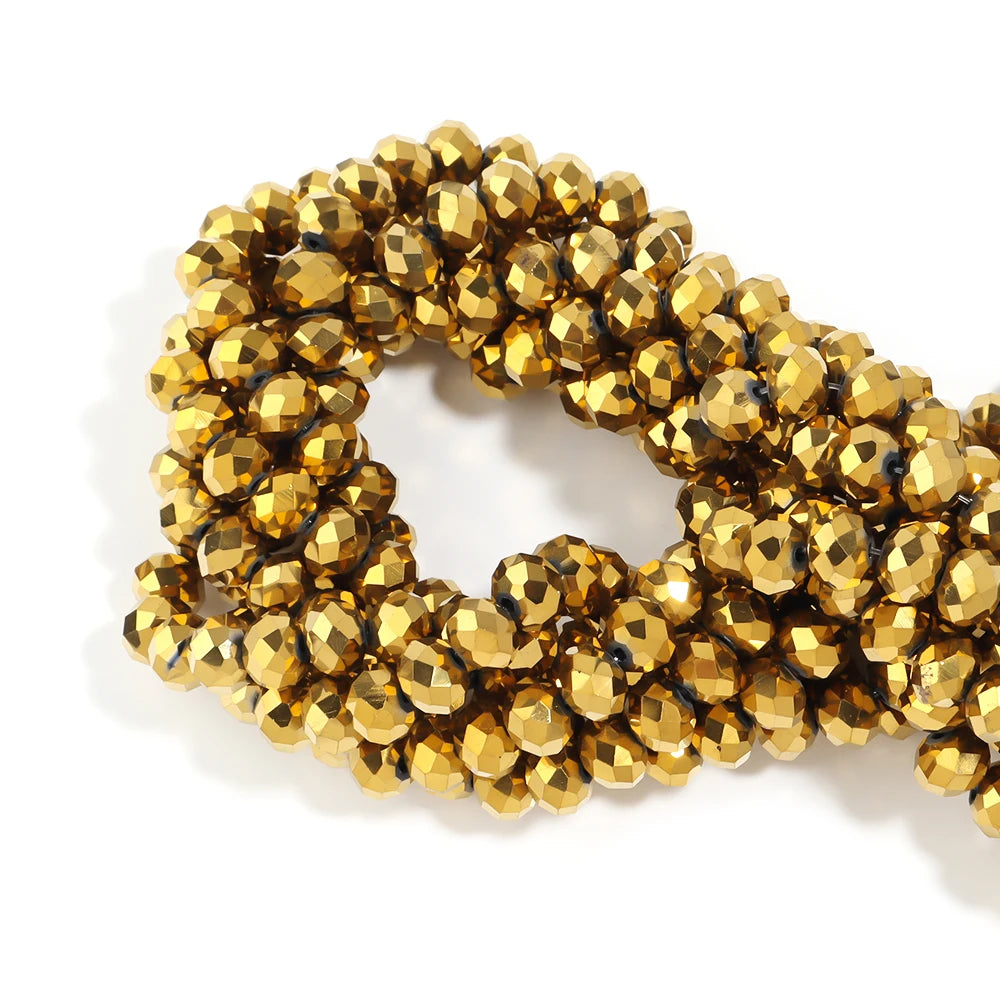 Gold Faceted Crystal Glass Spacer Beads 3–10mm | DIY Jewelry Crystal Spacer Beads PLUSH