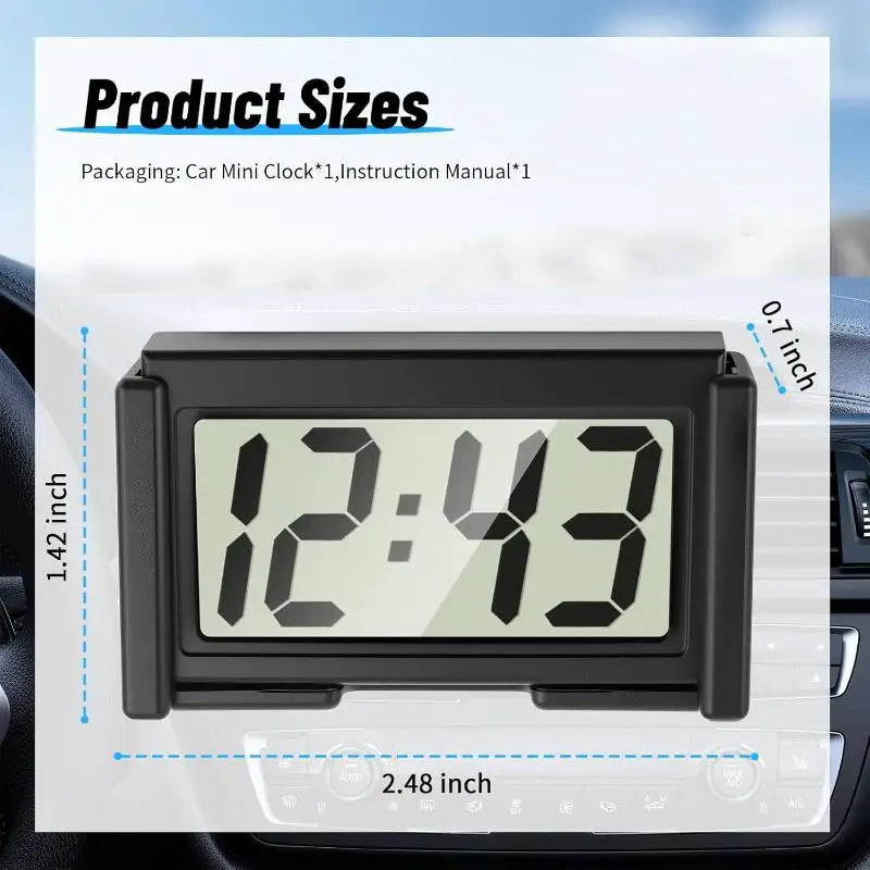 Mini Car Dashboard Digital Clock – LCD Time & Date Display Car Dashboard Clock PLUSH