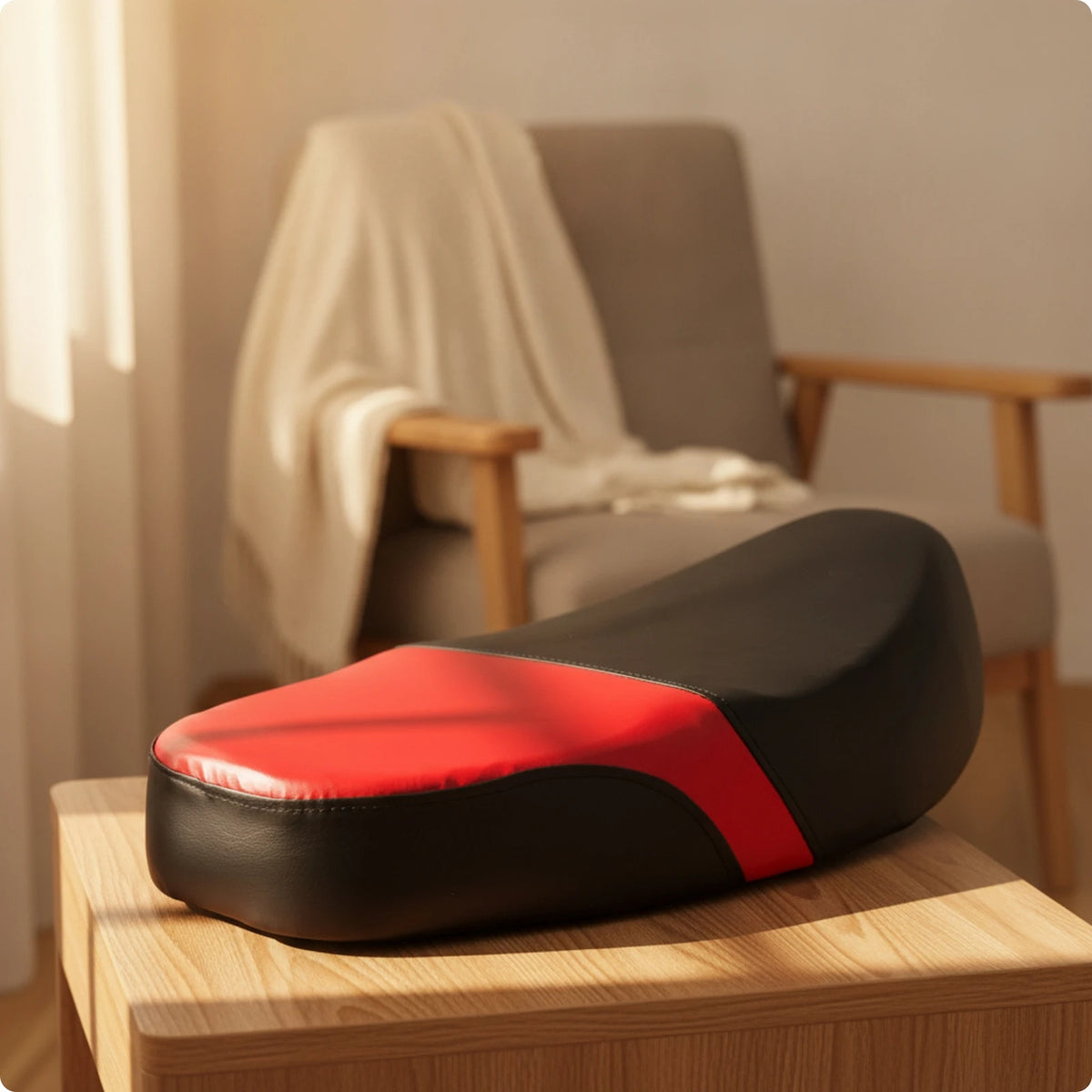 Motorcycle Double Seat Cushion – Padded Water-Resistant Slim Saddle Motorcycle Seat Cushion PLUSH Black-red