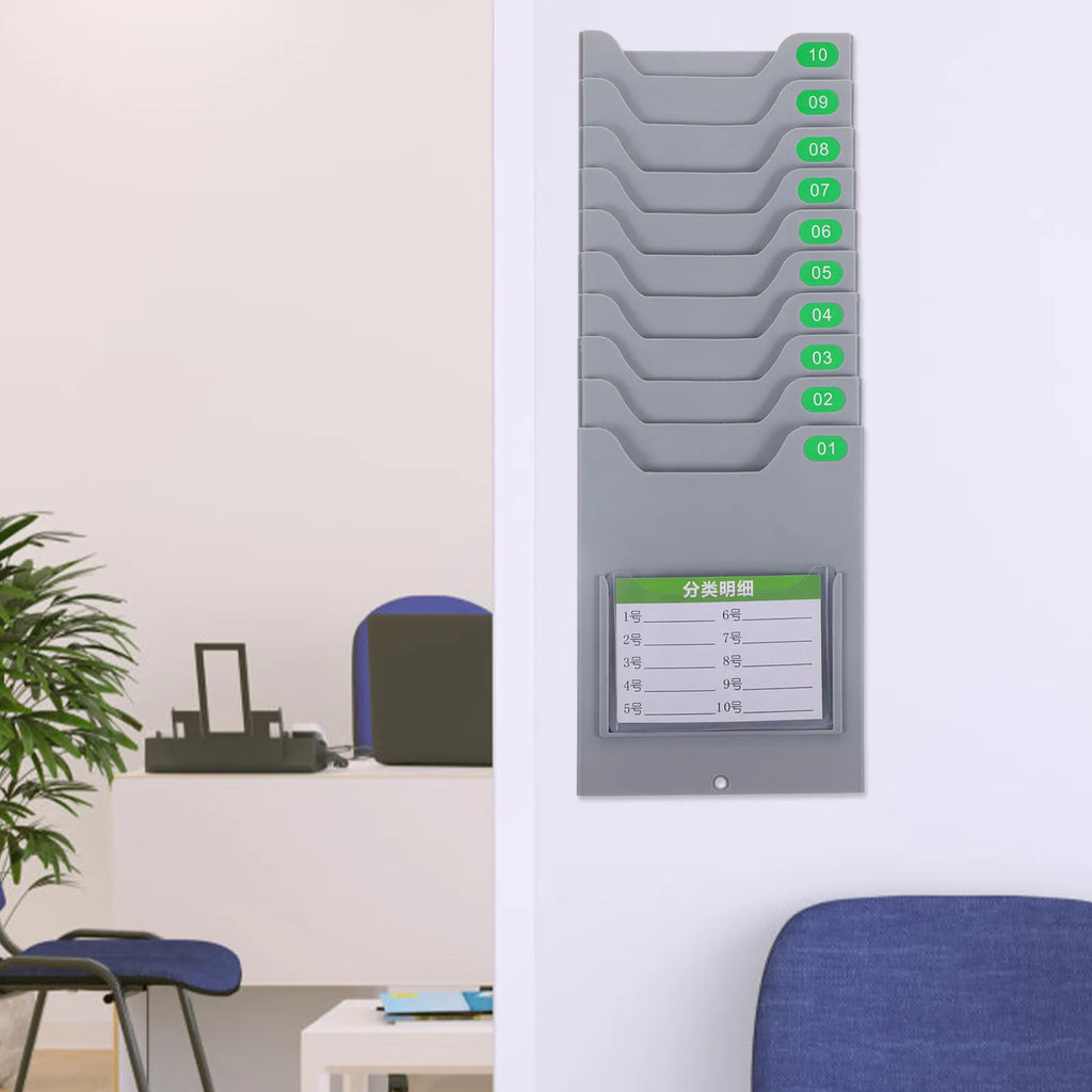 Wall Mount Time Card Rack – Plastic Attendance Card Holder Card Rack Organizer PLUSH