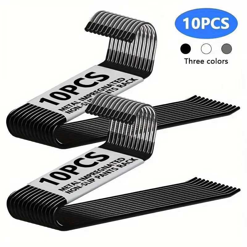 10pcs Z-Shape Metal Pants Hangers | Space-Saving Closet Organizer Pants Hanger Set PLUSH