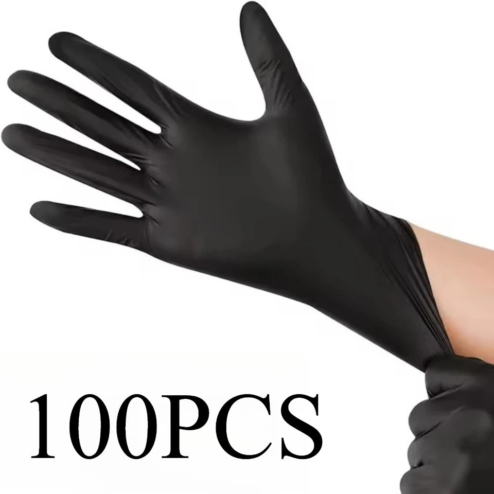 Disposable Black Nitrile Gloves – Food Safe, 10/40/100 Pack Disposable Nitrile Gloves PLUSH 100PCS M