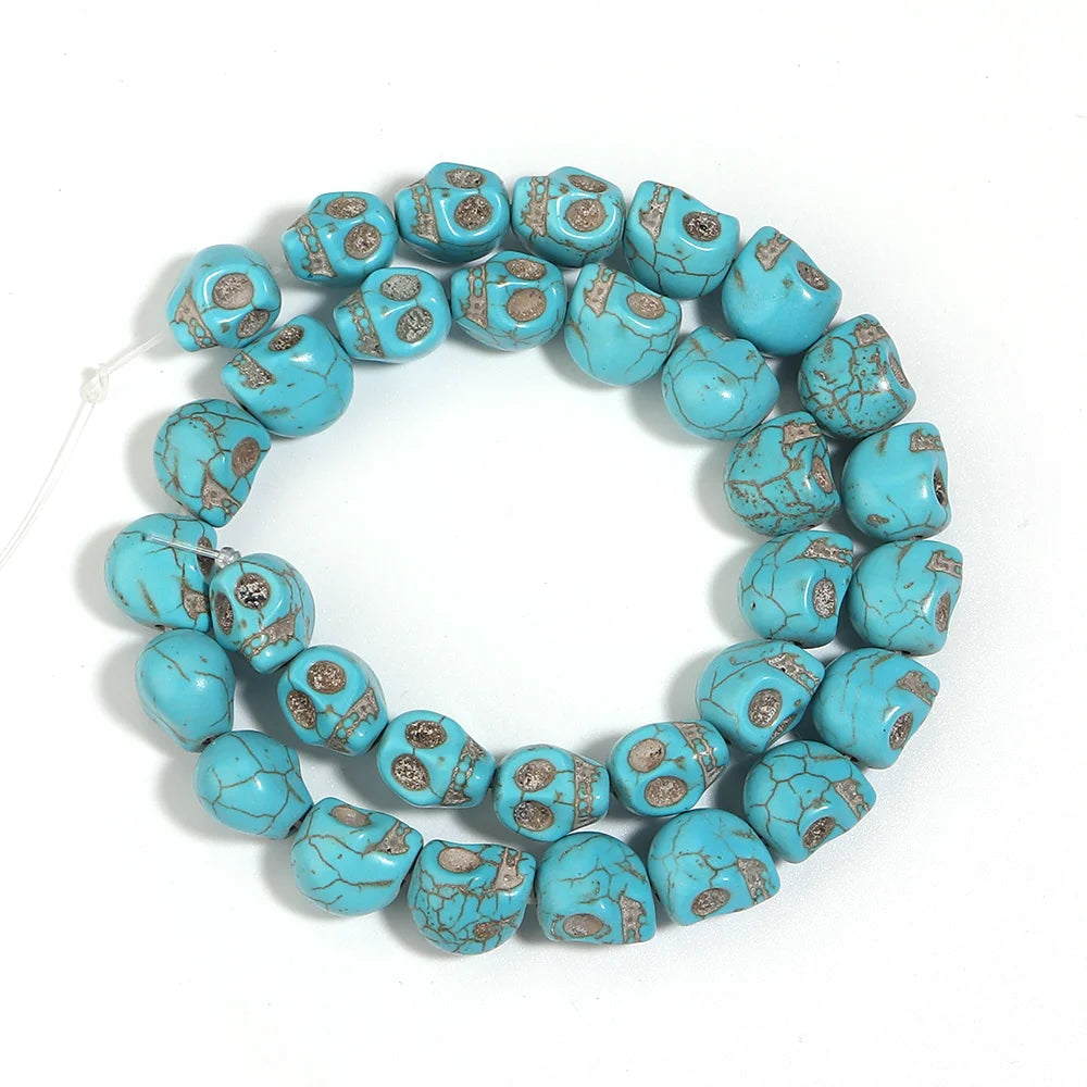 Turquoise Howlite Skull Beads | Natural Stone DIY Jewelry Spacers Natural Stone Beads PLUSH 12mm