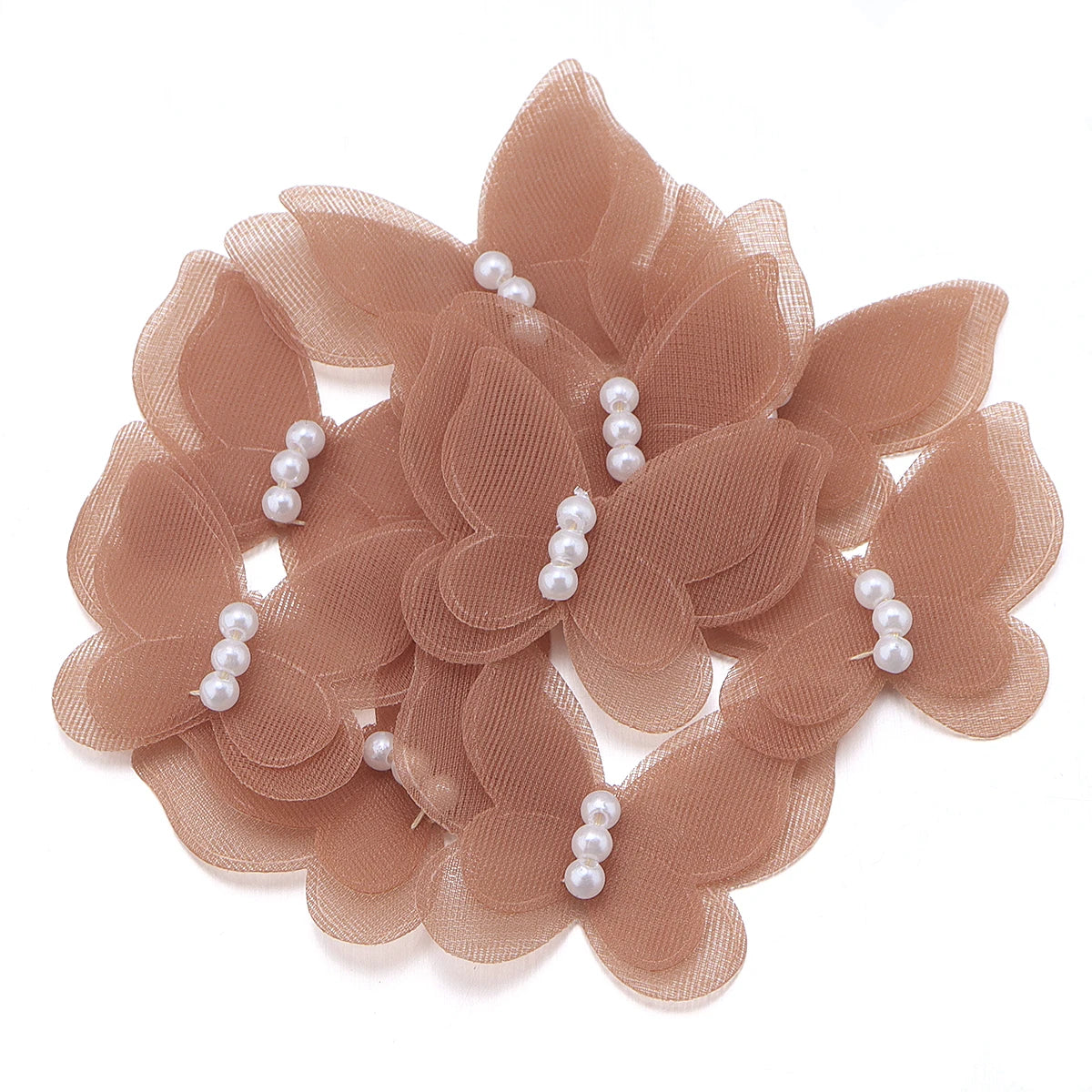 10pcs 3D Lace Butterfly Appliqués – DIY Sewing Craft Patches Fabric Appliqué Patch PLUSH Brown