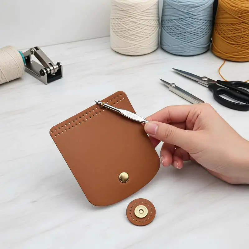 PU Leather Bag Flap Cover with Magnetic Snap – DIY Crochet Bag Bag Flap Accessory PLUSH
