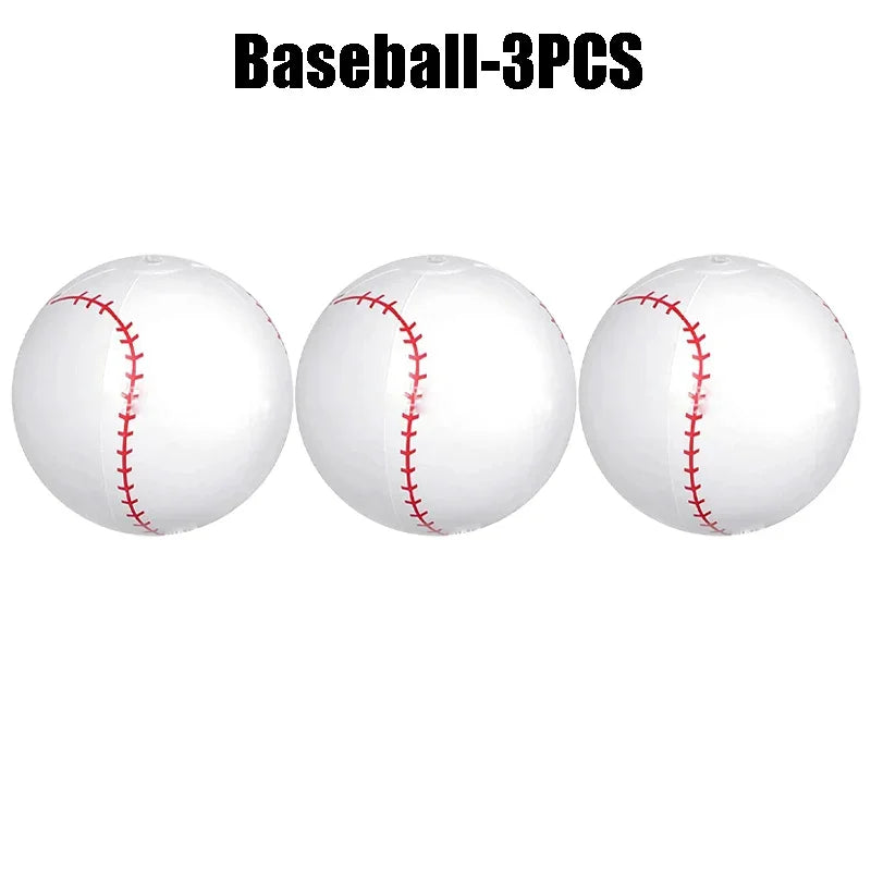 Inflatable Sports Beach Balls 24-Pack – Kids Pool & Beach Toy Inflatable Beach Toy PLUSH Baseball-3PCS