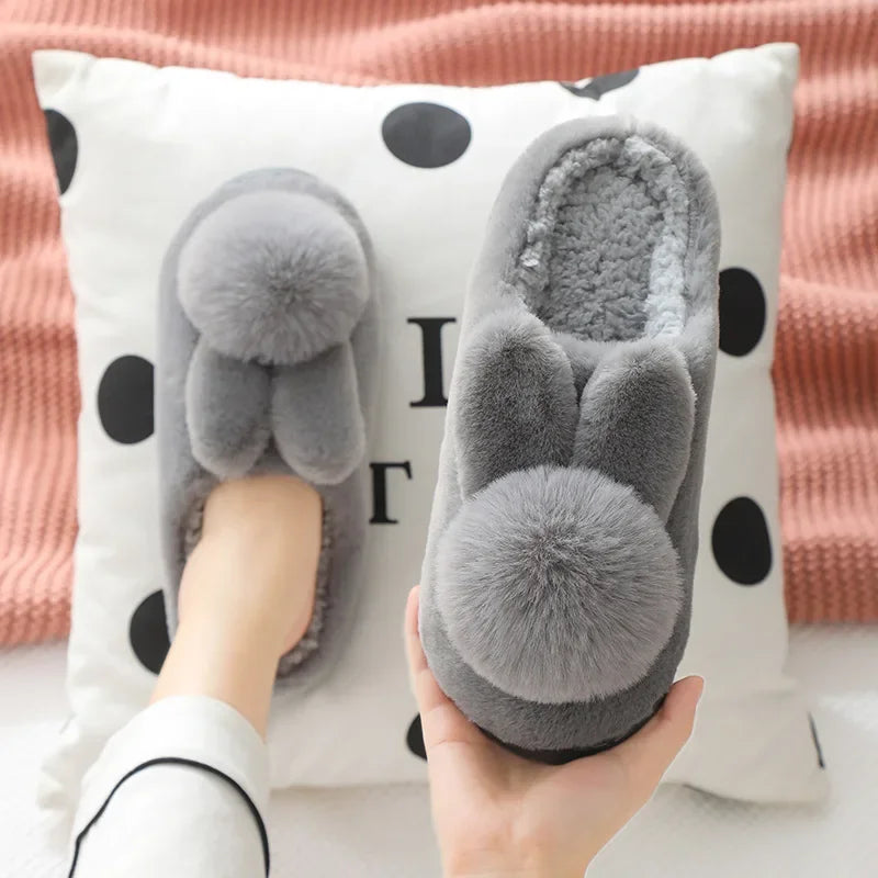 Cozy Bunny Plush House Slippers – Faux Fur Women's Indoor Shoes Plush House Slippers PLUSH 36-37 Grey
