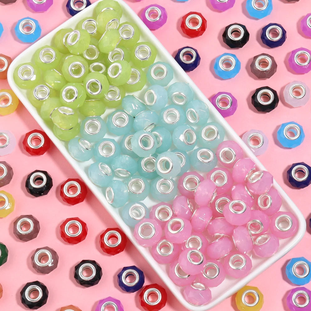 20pcs Faceted Resin Beads 14x9mm Big Hole DIY Jewelry Spacers Resin Spacer Beads PLUSH
