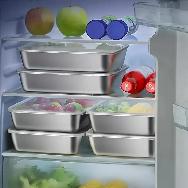 6-Pc Stainless Steel Square Food Storage Containers with Lids Food Storage Containers PLUSH
