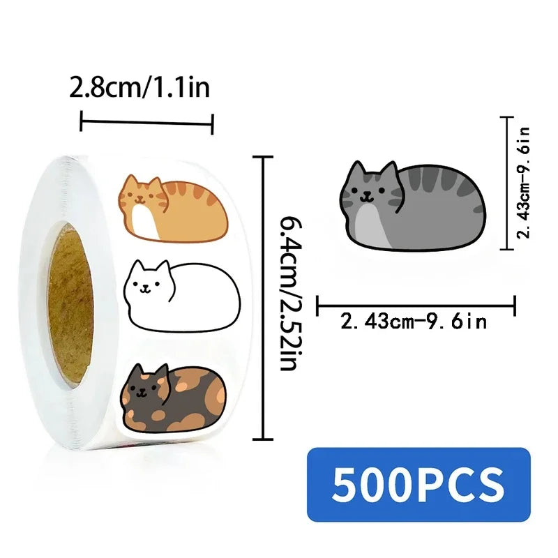 500pcs Kawaii Cat Stickers – Waterproof Laptop & Scrapbook Decorative Sticker Pack PLUSH